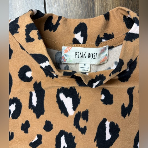 Pink Rose size S Mock Neck Animal Leopard Print Tank Sleeveless Dress - Picture 4 of 8